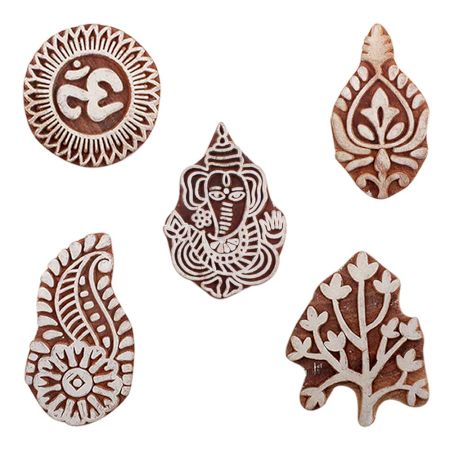 Set of 5 Piece New Mix Wooden Printing Blocks